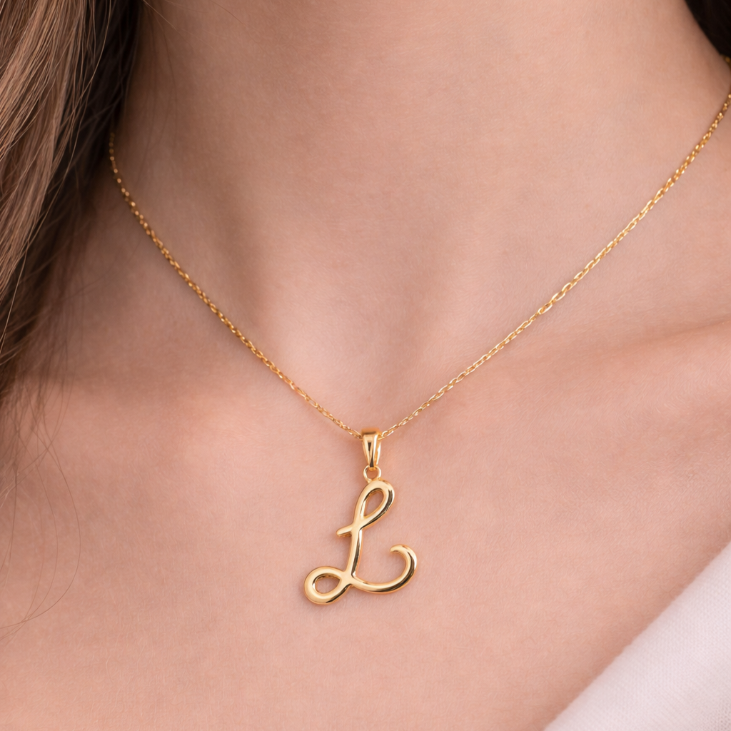Colar Letra L Dourado Folheado
