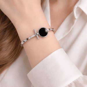 Bracelete Madeperola Preta Aço Cirúrgico